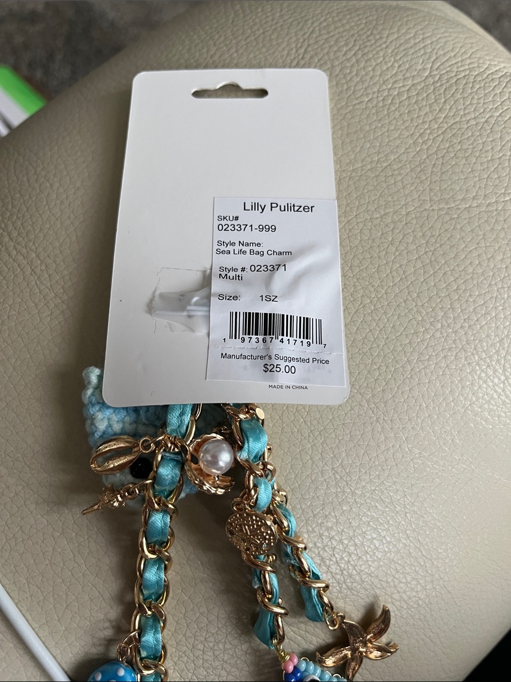 Lilly Pulitzer sea life charm chain. Bag tag or key ring. Cute. - Picture 3 of 5